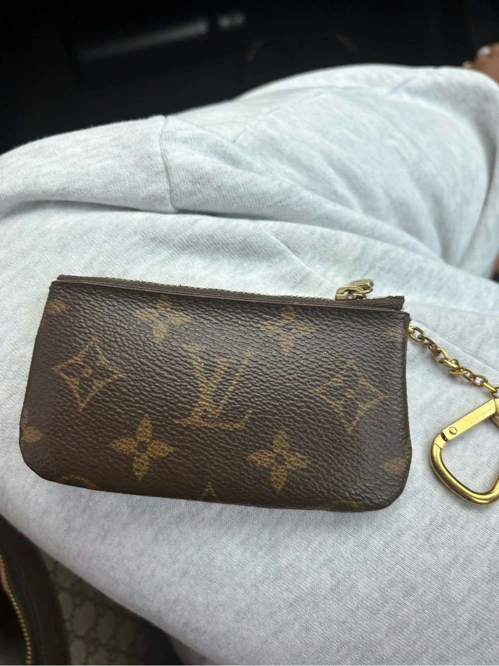 Louis Vuitton Brown Monogram Key Pouch with Gold Hardware